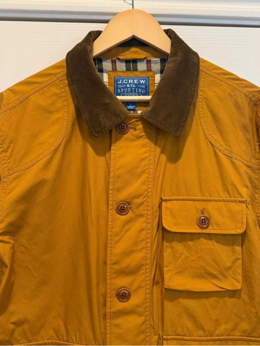 J.Crew Utility Jacket Kinloch Cloth Mens L Burnt Saffron Chore Barn Jacket Cord